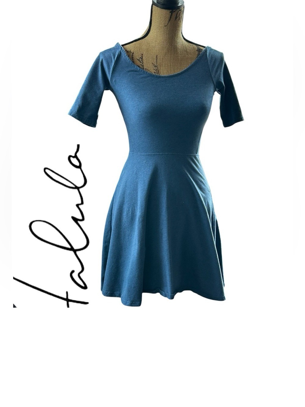 Talula Teal-Blue Scoop Neck Fit & Flare Dress US S